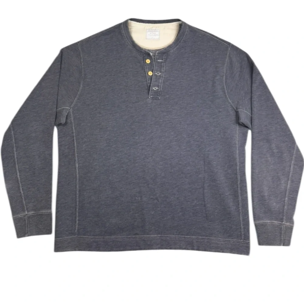Abercrombie & Fitch Charcoal Gray Henley Sweater with Cream Lining